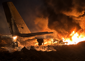 A Russian Tu-95MS strategic bomber has been destroyed