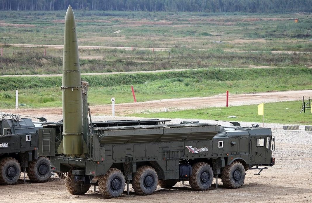 Russian ballistic missile on a launcher