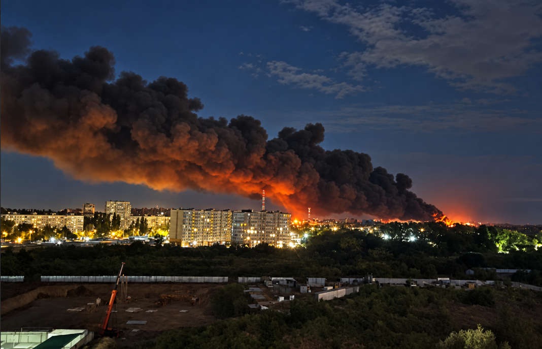 295f3691-1c71-4b25-9b45-1175db4b954f A major fire and black smoke over Odesa on 26 September