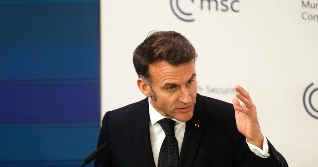 Emmanuel Macron during his statement Emmanuel Macron during a statement on France’s security
