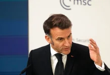 Emmanuel Macron during a statement on France’s security