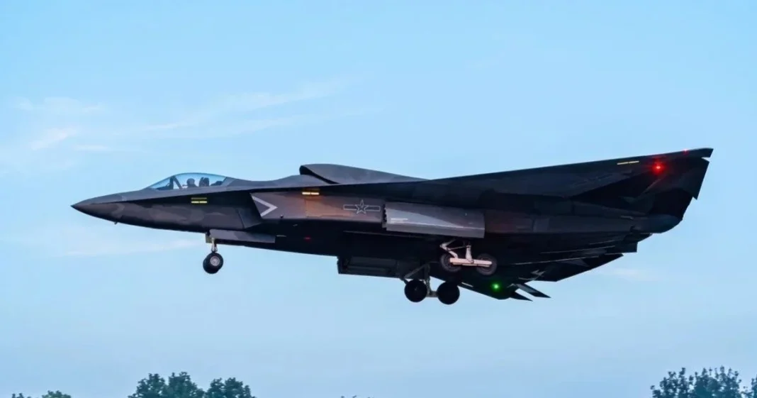 A Chinese J-36 fighter jet during flight tests