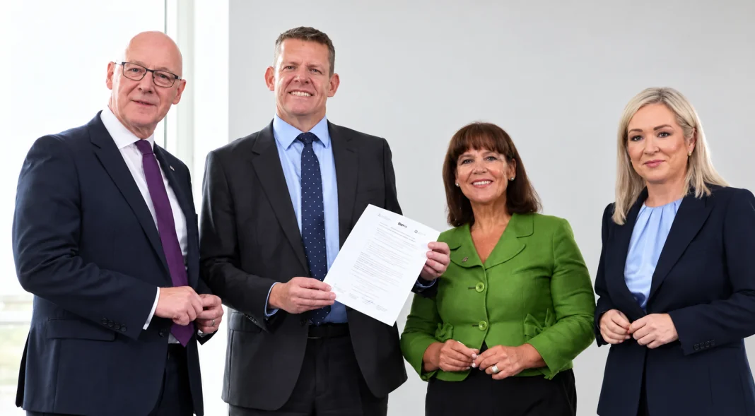 Лідери SNP, Plaid Cymru та Sinn Féin Лідери SNP, Plaid Cymru та Sinn Féin на зустрічі в Кардіффі