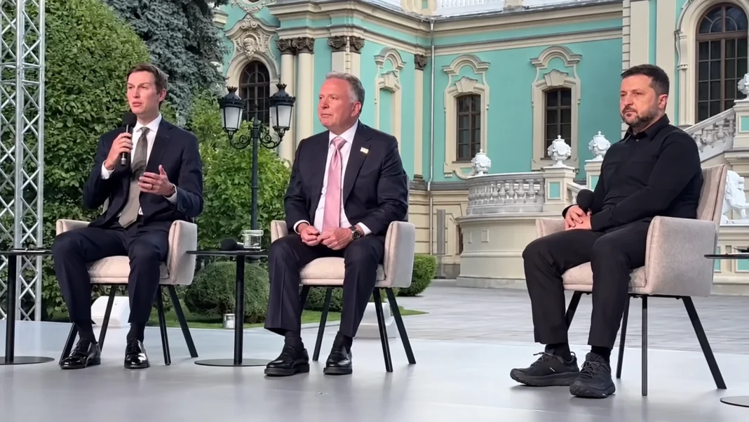 Джаред Кушнер та Віткофф після переговорів Джаред Кушнер під час переговорів щодо війни Росії проти України