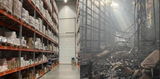 Hundreds of tonnes of medicines destroyed in an instant: Russia bombed a «Apteka Dobrogo Dnya» warehouse» The staff of «Apteka Dobrogo Dnya» before and after the Russian attack