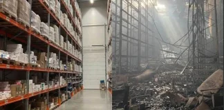 Склад «Аптеки Доброго Дня» до та після російської атаки
