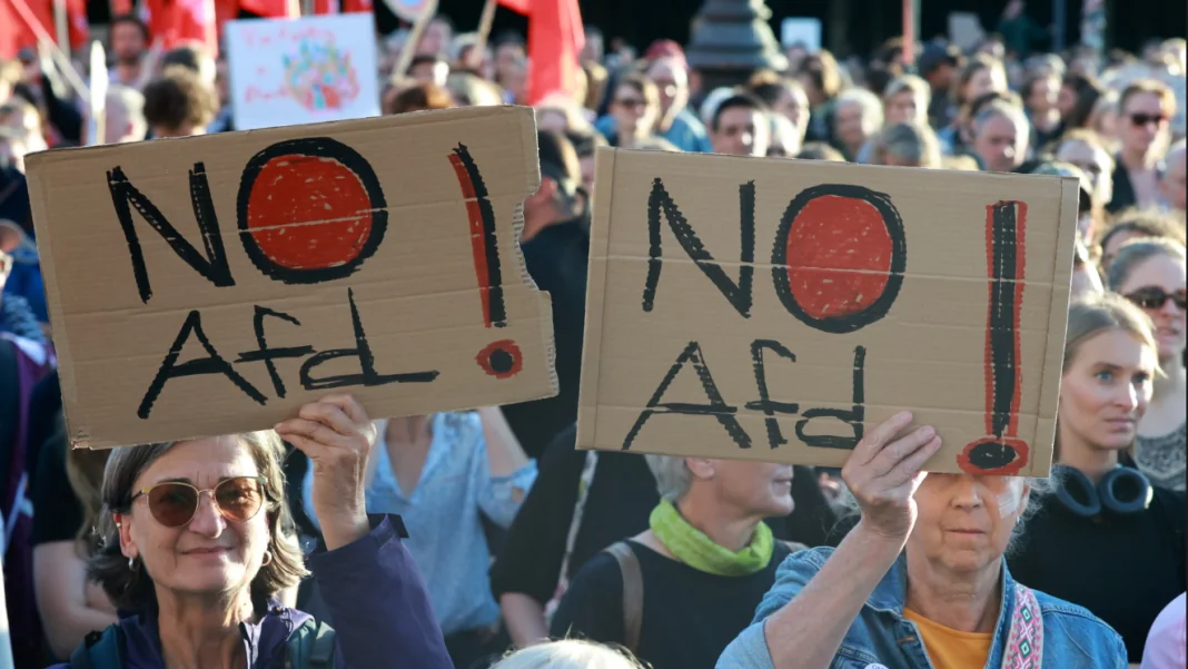 Учасники мітингу проти AfD біля Бранденбурзьких воріт у Берліні