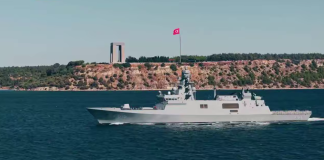 A Turkish Istanbul-class frigate at sea