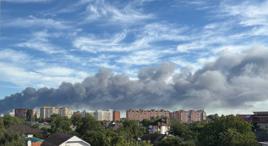Fire in the Boryspil district Fire in the Boryspil district following a morning attack by the Russian Federation