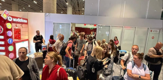 Passengers at an airport in Turkey