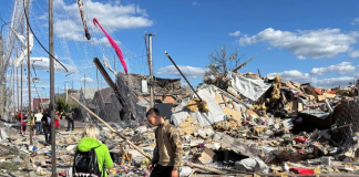 Private houses destroyed following the KAB strikes on Sumy
