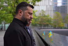 Zelenskyy paid tribute to the nearly 3,000 victims of the 11 September attacks in New York Volodymyr Zelenskyy at the 9/11 Memorial in New York