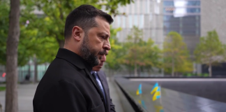 Zelenskyy paid tribute to the nearly 3,000 victims of the 11 September attacks in New York Volodymyr Zelenskyy at the 9/11 Memorial in New York