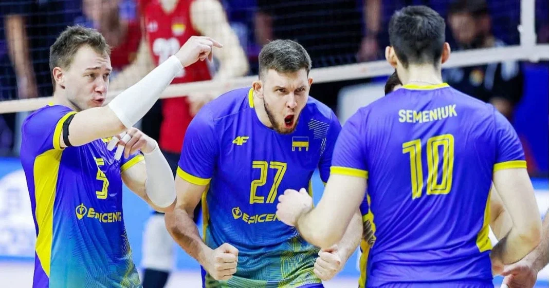 The Ukrainian national volleyball team during their match against Israel at Euro 2026