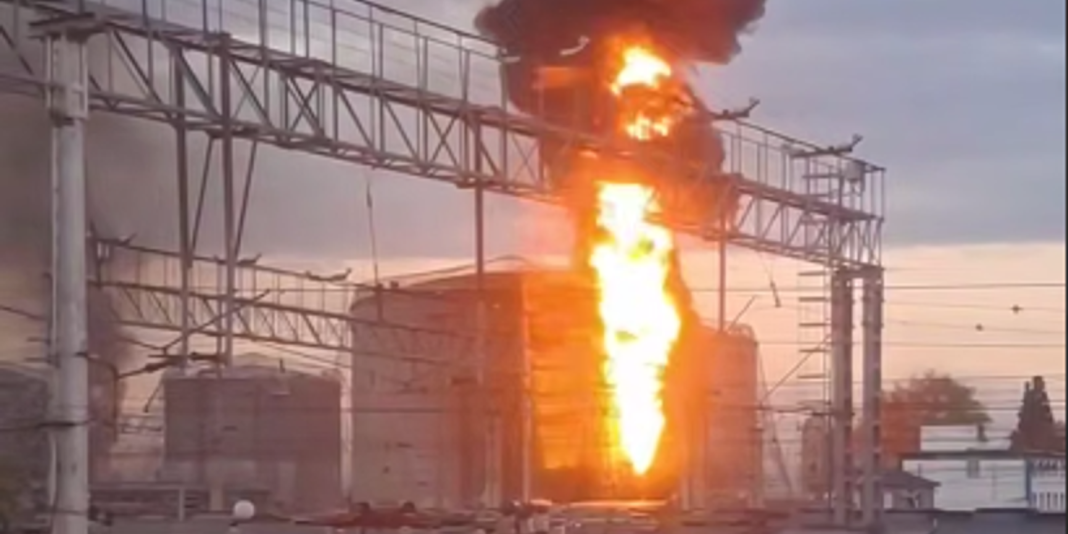 Fire at a Russian infrastructure site following an attack