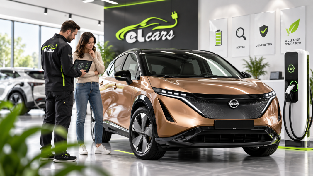 Checking an electric car before buying it at the elcars.ua car dealership