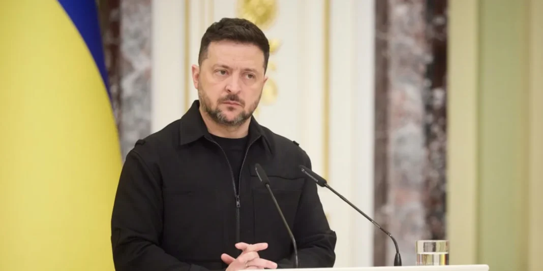 The President of Ukraine, Volodymyr Zelenskyy, during his address to the UN General Assembly. Volodymyr Zelenskyy addresses the UN General Assembly