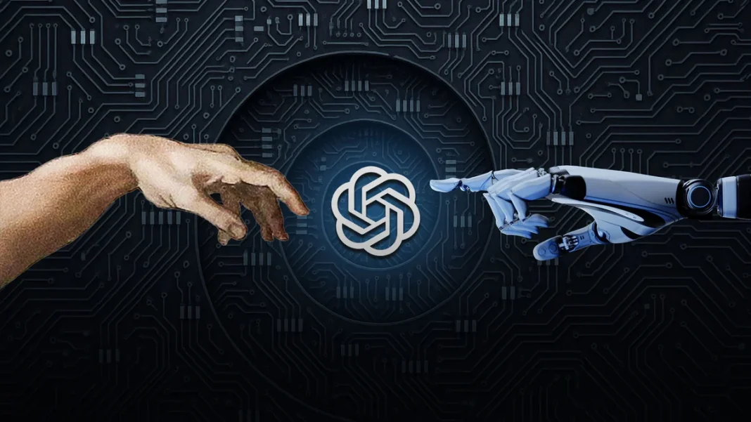 Логотип OpenAI та ілюстрація штучного інтелекту