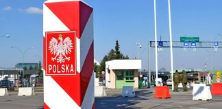 A border crossing point on the Polish-Ukrainian border