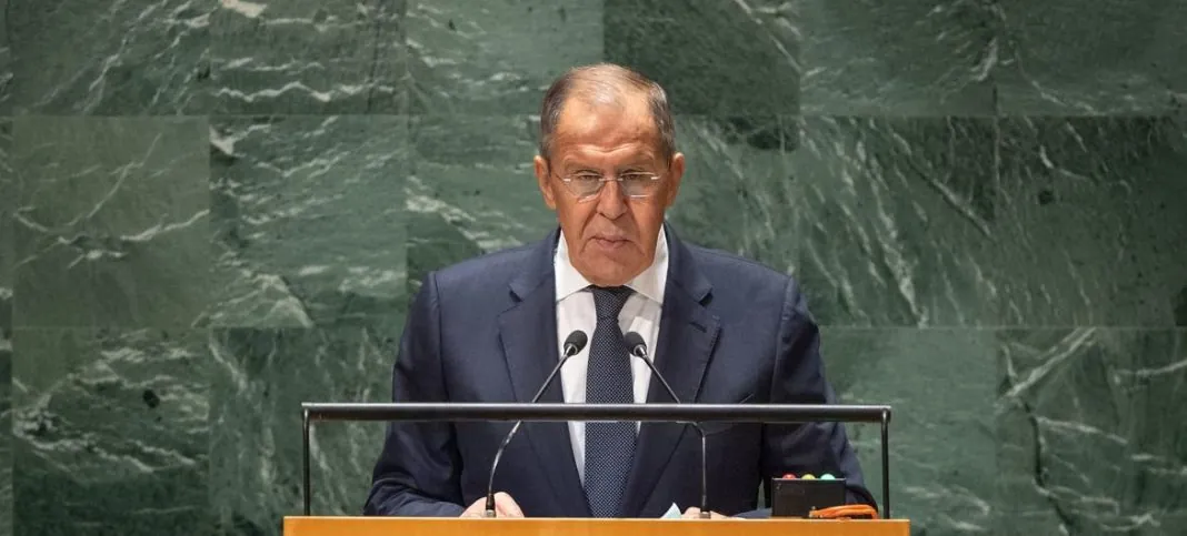 Сергій Лавров виступає за трибуною Генеральної Асамблеї ООН