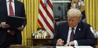 Trump has signed a new sanctions bill against Russia Donald Trump signs a bill at the White House