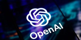 The OpenAI logo on a smartphone screen