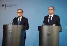 Representatives of the German Government during a statement