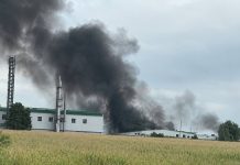 Fire at the Coca-Cola factory in Velyka Dymerka following an attack by the Russian Federation