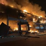 Warehouses were on fire in Sofiivska Borshchahivka following an attack by the Russian Federation
