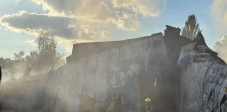 The destroyed VENTS production facilities in Boyarka following the Russian attack