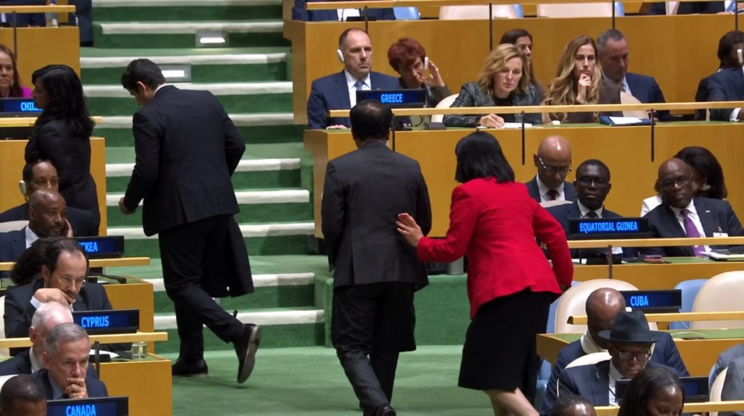 The Cuban delegation walked out of the UN chamber during Trump’s speech