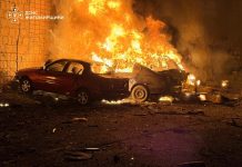 Fire following a Russian attack on the Zhytomyr region