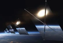 Візуалізація супутника-дзеркала Reflect Orbital на орбіті над нічною Землею