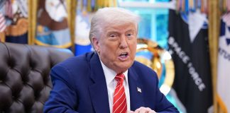 Donald Trump during a speech at the White House