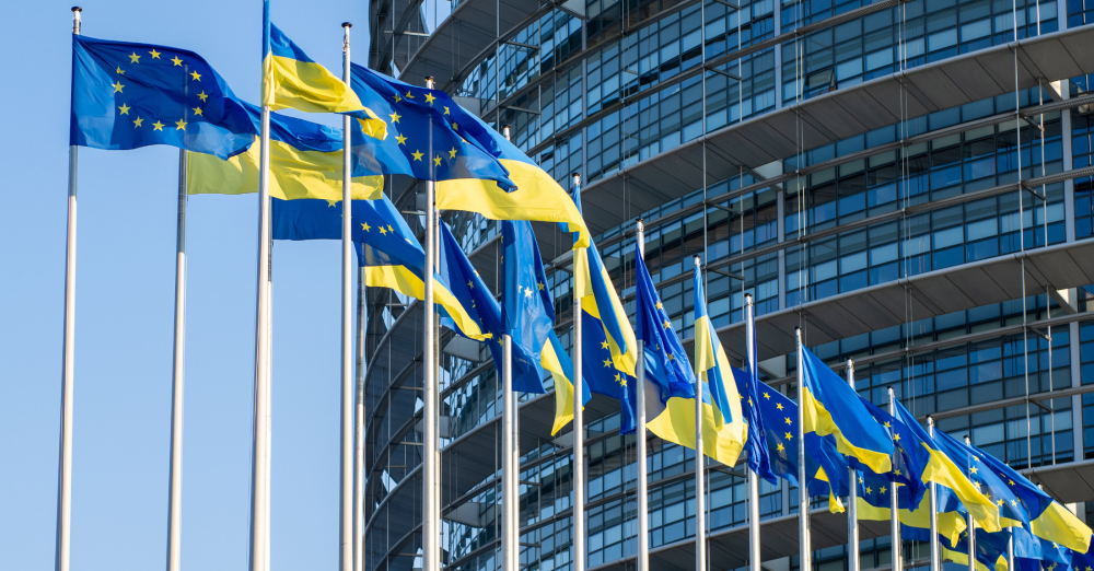 Flags of Ukraine and the EU Flags of Ukraine and the European Union
