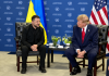 Трамп зробив заяву про Україну на зустрічі із Зеленським Володимир Зеленський і Дональд Трамп на зустрічі у Нью-Йорку