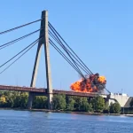 Реактивний БпЛА знову влучив у Північний міст у Києві: повідомляють про жертви