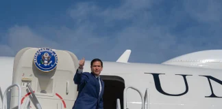 Marco Rubio has travelled to Uzbekistan for the C5+1 meeting Marco Rubio steps off the US Secretary of State’s plane and gives a thumbs-up
