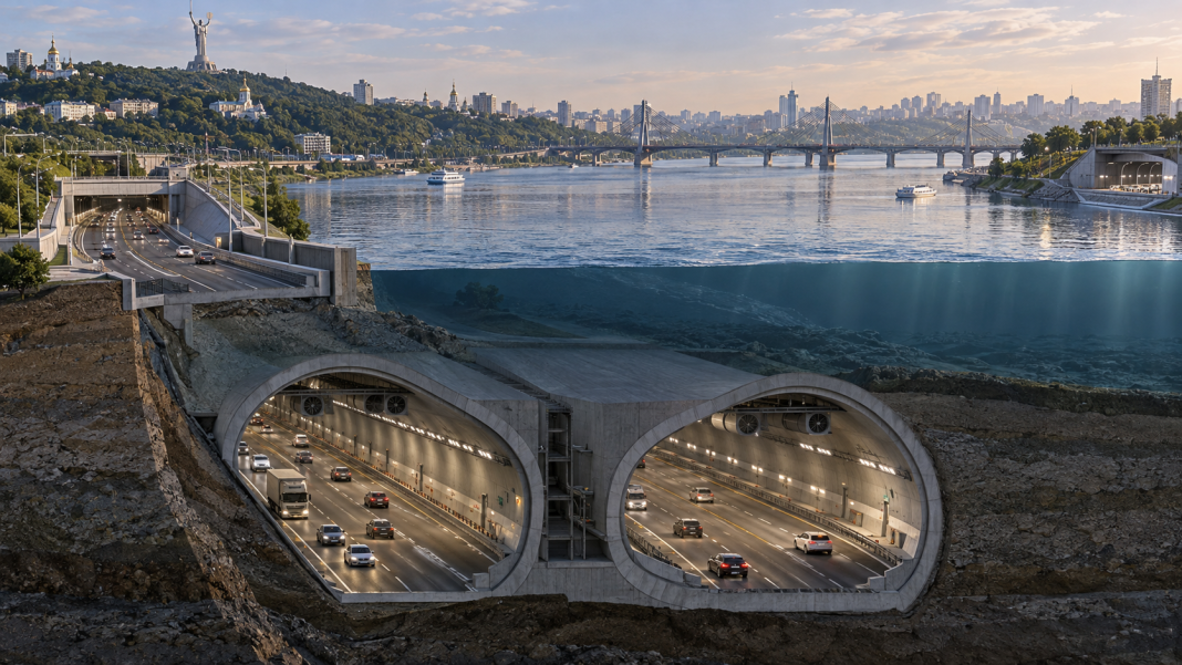 20_52_44 Conceptual rendering of a road tunnel beneath the Dnipro River in Kyiv, featuring two underground carriageways