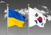 South Korea is to withdraw additional embassy staff from Ukraine The flags of Ukraine and South Korea