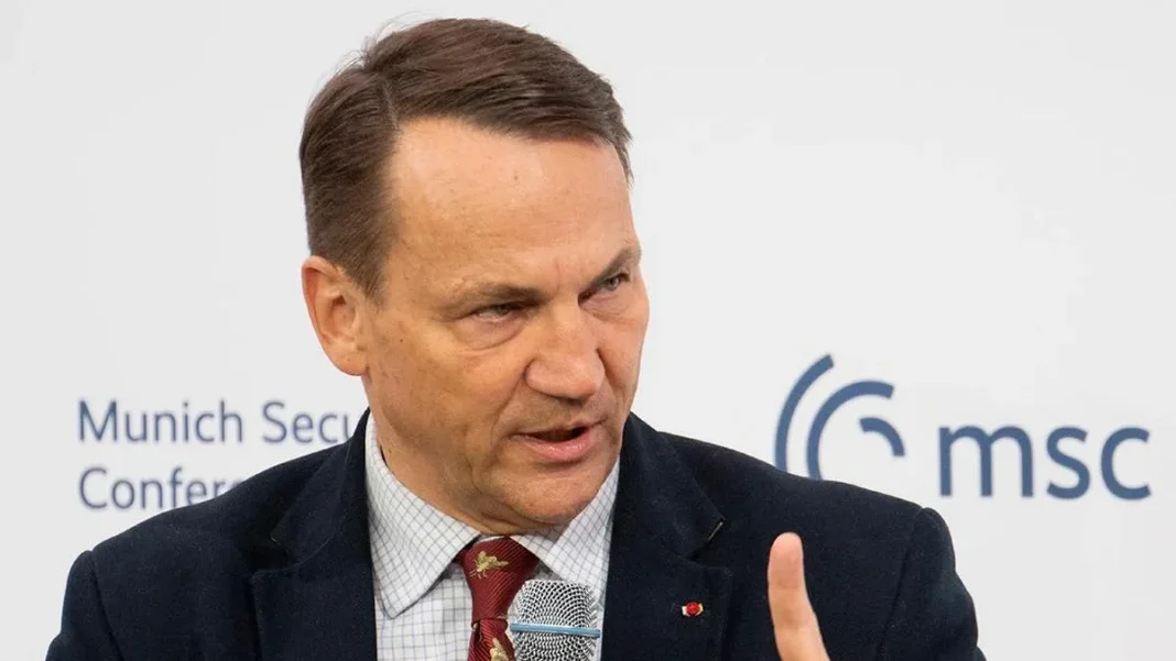 Radosław Sikorski speaks into a microphone at the Munich Security Conference Radosław Sikorski speaks into a microphone at the Munich Security Conference