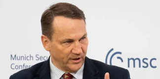 Польща хоче заборонити в’їзд депутату зі Львова через УПА Радослав Сікорський виступає з мікрофоном на Мюнхенській безпековій конференції