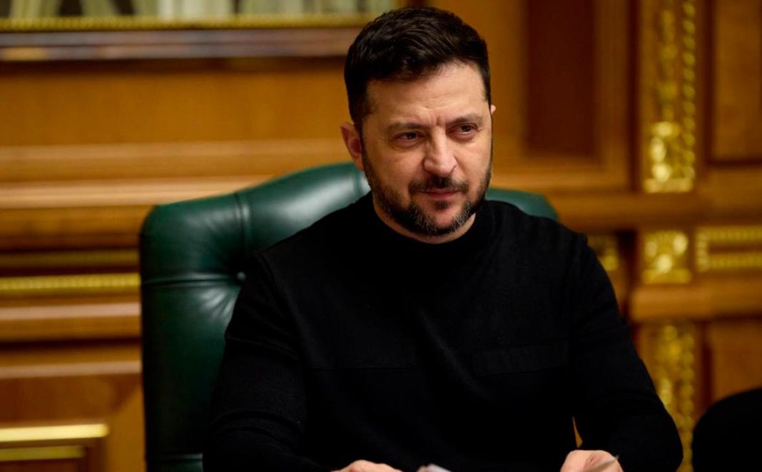 Volodymyr Zelenskyy during a working meeting at the Office of the President of Ukraine