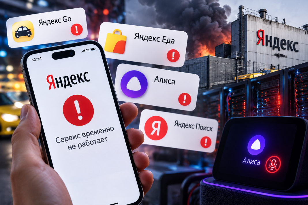 Server equipment at Yandex’s data centre — a large-scale disruption to digital services in Russia following drone attacks.
