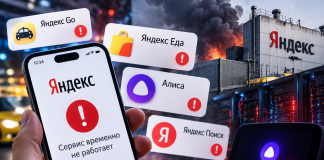 Server equipment at Yandex’s data centre — a large-scale disruption to digital services in Russia following drone attacks.