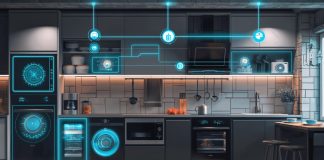 A smart kitchen with appliances connected to the mains