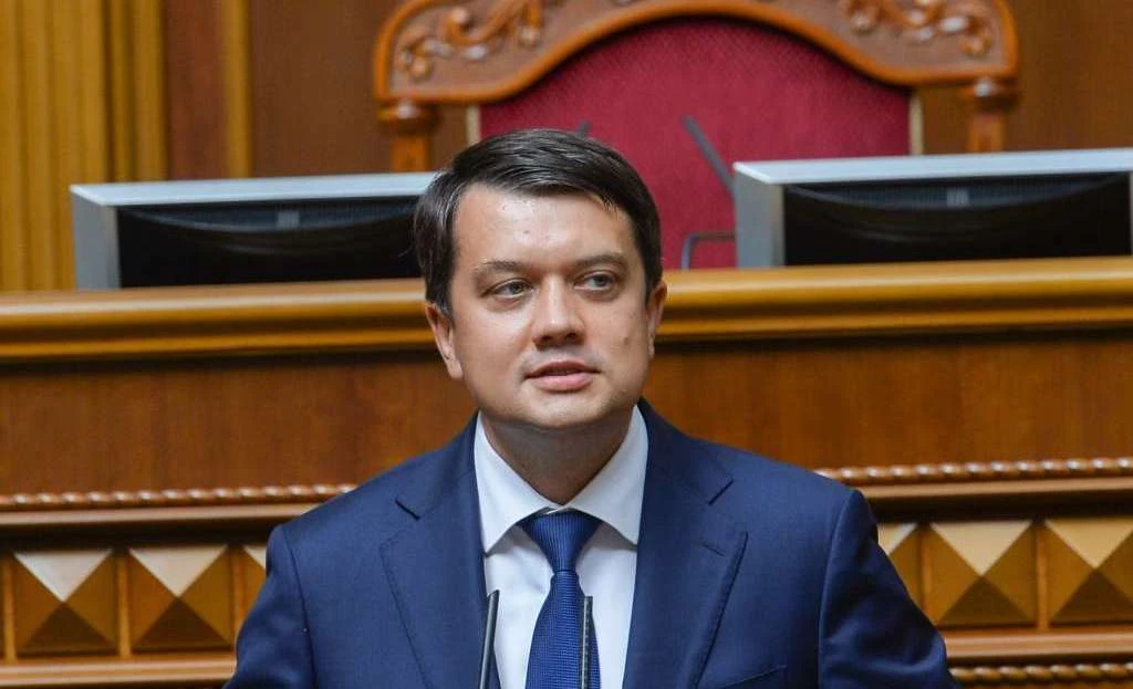 Razumkov Dmytro Razumkov, a Member of Parliament, addresses the Verkhovna Rada of Ukraine from the parliamentary rostrum