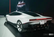 White Tesla Roadster electric sports car