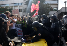 Clashes between protesters and the police during school protests in France