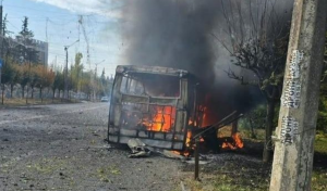 A bus destroyed in Kramatorsk